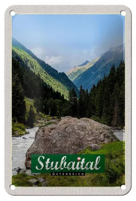 Produktbild von Blechschild Reise 12x18cm Stubaital Österreich Wanderung Natur Schild