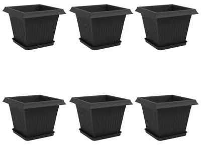 Image de Pots de plantes 6 pcs Noir 28,5 x 28,5 x 22 cm Plastique