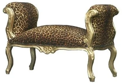 Produktbild von Casa Padrino Barock Schemel Hocker Leopard / Gold - Sitzbank