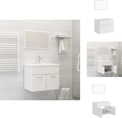 Produktbild von vidaXL 2-tlg. Badmöbel-Set Weiß Holzwerkstoff - Badezimmermöbel-Sets