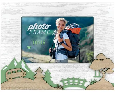 Image de Cadre photo en bois rectangulaire blanc pour 10x15 cm