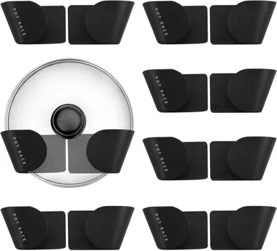 Image de Support mural pour couvercles de casseroles, ensemble de 10 pièces, réglable, sans perçage, gain de place, pour la cuisine