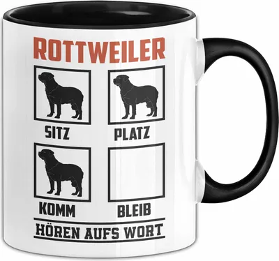 Produktbild von Rottweiler Hören Aufs Wort Tasse Geschenk Rottweiler Besitzer Mama Becher (Schwarz)