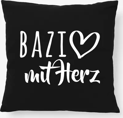 Produktbild von Huuraa Kissen Bazi mit Herz 40x40cm mit Füllung Black Baumwolle Dekokissen Geschenkidee