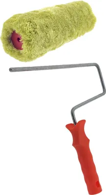 Produktbild von Fassaden-Farbroller Set 25cm: Stark Gepolsterte Walze & Robuster Steckbügel für Professionelle Malerarbeiten in Grün 1 Stück
