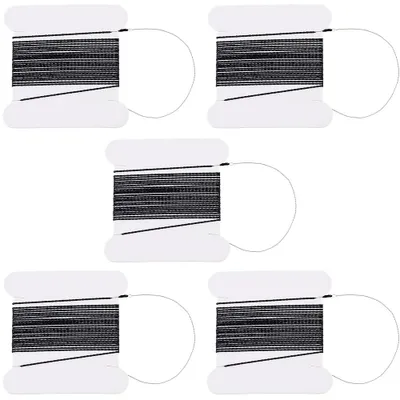 Seidenkordel 0,6 mm schwarz, 5er-Pack, mit Nadelspitze