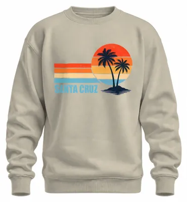 Productafbeelding van Santa Cruz, Californië. Palmenstrand. Surfen. California. Sweatshirt/pullover uit de jaren 80. Natuur. Maat L