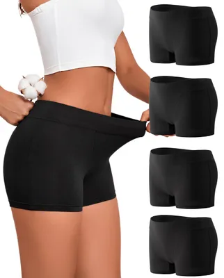 Image de Slip boxers pour femmes - Taille haute - Coton doux - Lot de 4 - Taille L