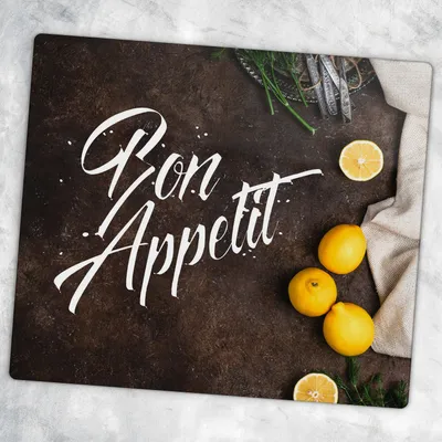 Produktbild von Glas-Herdabdeckplatten Glaskeramikkochfeld-Abdeckung Spritzschutz Glas 60 cm x 52 cm - Bon Appetit Inschrift Gemüse