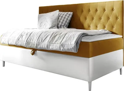 Produktbild von MIRJAN24 Boxspringbett Filip Junior 2 90x200, Einzelbett mit Bonellfederkern, Härtegrad - H3 (Farbe: Soft 017 + Fresh 37)