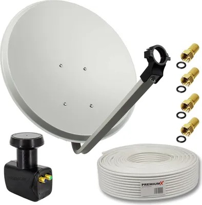 Produktbild von PremiumX SAT Anlage 60cm Antenne Twin LNB 30m Kabel 4x F-Stecker