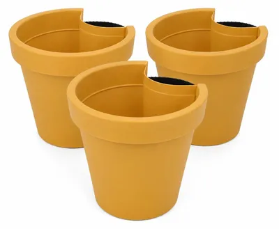 Produktbild von Benza Regenrohr Blumentopf Ockergelb – 3er-Set – Ø 23,5 x 21 cm – Polypropylen – 90 % Recyclingmaterial