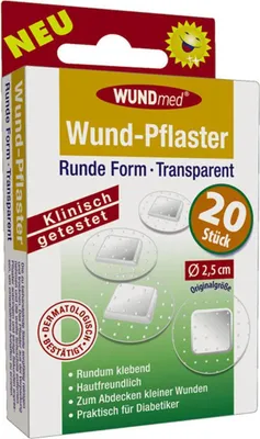 The image shows the retail packaging of WUNDmed wound plasters.