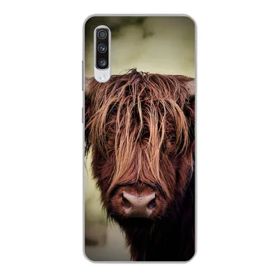 Produktbild von MuchoWow® Handyhülle Schutzhülle Hülle für Samsung Galaxy A70 Schottischer Hochländer - Licht - Porträt - Natur Silikon Softcase Handy Hülle - Schutzhaube