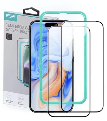 Zdjęcie produktu dla ESR Tempered Glass (2 szt.) szkło hartowane do iPhone 15 iPhone 16 - czarne