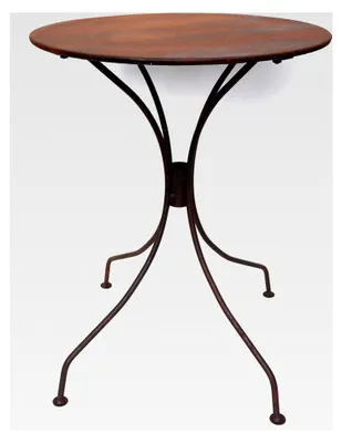 Produktbild von Runder Tisch aus Metall Ø 55 cm in Rostoptik, Blumenhocker und Beistelltisch für den Garten