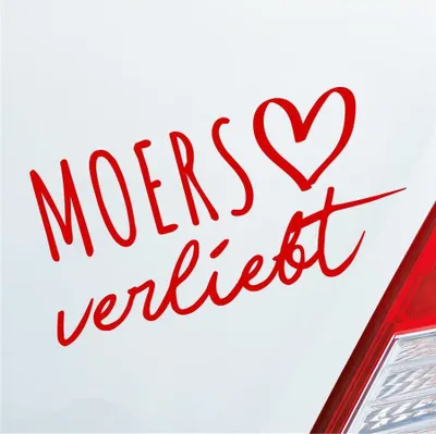 Produktbild von Auto Aufkleber Moers verliebt Herz Stadt Heimat Liebe Car 19x10 cm Rot Sticker Heckscheibenaufkleber