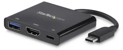 Produktbild von StarTech.com USB-C Multiport Adapter mit HDMI - USB 3.0 Port - 60W PD - Schwarz, Kabelgebunden, USB 3.2 Gen 1 (3.1 Gen 1) Type-C, Schwarz, 5 Gbit/s, 4096 x 2160 Pixel, Kunststoff