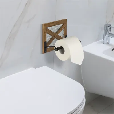 Obrázok produktu pre Mucola Držiak na toaletný papier štvorcový Hnedý držiak na toaletný papier Rustikálny držiak na toaletný papier Držiak na role Vintage papierové rolky