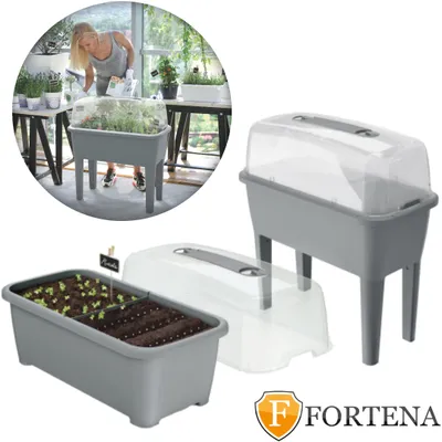 Produktbild von Gewächshaus Hochbeet Anzuchttopf Blumentopf Frühbeet Blumenkasten Grau