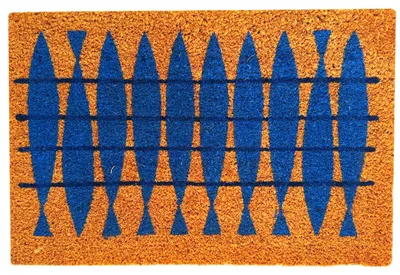 Produktbild von Relaxdays Fußmatte Kokos 60x40, Türvorleger Fische, rutschfest, wetterfest, Fußabstreifer innen & außen, mehrfarbig