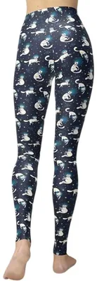 Imagen del producto de Leggings Damen, cintura alta, estilo deportivo y casual, estampado, color azul, tallas S a L