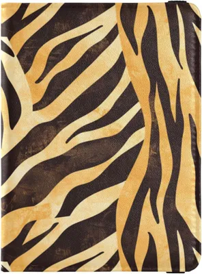 Produktbild von Reisepasshülle aus Pelzleder mit Tigermotiv in Gold und Schwarz