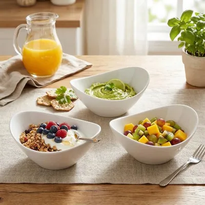 Productafbeelding van Florina, set van 3 porseleinen saladekommen, 11,2 x 9,7 x 6 cm