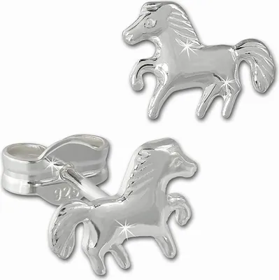 Produktbild von Teenie-Weenie Ohrstecker für Kinder 925 Silber silber Pferd Ohrringe SDO592J