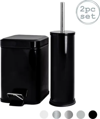 Produktbild von Harbor Housewares Mismatched Toilettenbürsten- und Mülleimer-Set – Schwarz