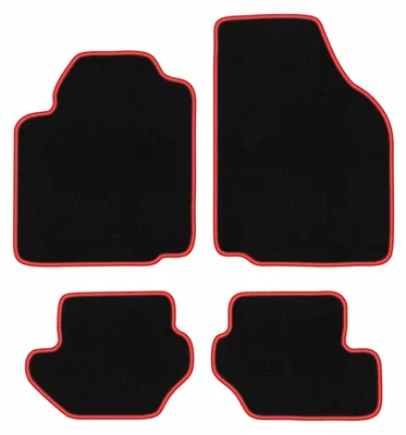 Produktbild von Fußmatten Automatten Velours Schwarz/Rot für Ford Fiesta MK3 1989-1996 Set 4-tlg