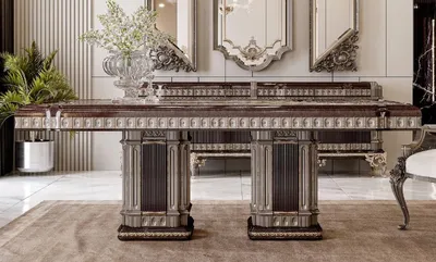 Image de Casa Padrino Luxe Table de salle à manger baroque brun foncé / gris 250 cm
