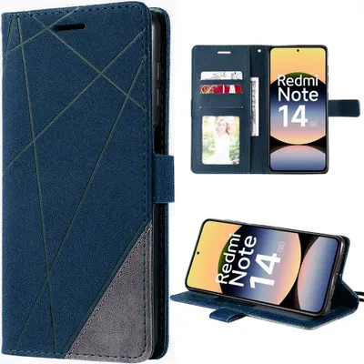 Image de Coque pour Xiaomi Redmi Note 14 5G, Anti-Rayures Antichoc Protection Synthécuir Bleu Marine