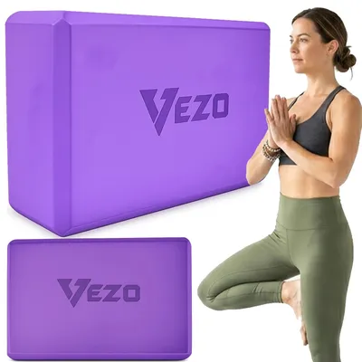 Zdjęcie produktu dla Vezo blok do jogi kostka piankowa EVA klocek yoga fitness pilates stretching fioletowy 23x16x8 cm