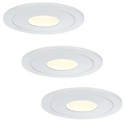 Imagen del producto de Conjunto de focos empotrables Paulmann Premium, LED fijos, 3 unidades, 5,5W cada uno, 30VA, 230V/700mA, 110mm, color blanco con detalles metálicos