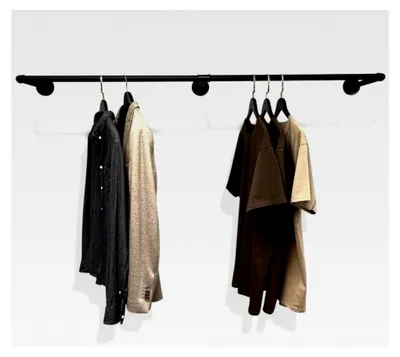 Produktbild von Kleiderstange im Industrial Design 105 cm x 32,5 cm für die Wand in Schwarz
