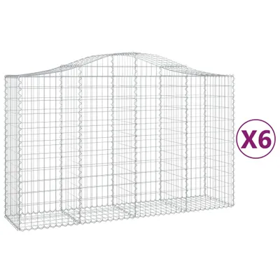 Produktbild von vidaXL Gabionen mit Hochbogen 6 Stk. 200x50x120/140cm Verzinktes Eisen