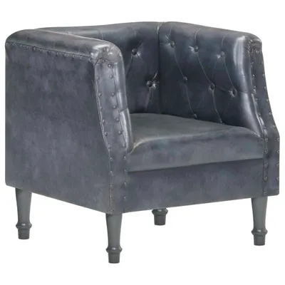Image de vidaXL Fauteuil Gris Cuir véritable