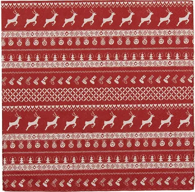 Zdjęcie produktu dla Serwetki papierowe Clayre & Eef NOC73, czerwone, 33 x 33 cm, 20 sztuk