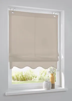 Produktbild von Raffrollo Ösenrollo Olivia natur Breite 45 cm x Höhe 140 cm, Montage ohne bohren