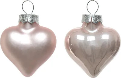 Produktbild von Christbaumschmuck Herzen 4cm Glas 12 Stück - Puderrosa