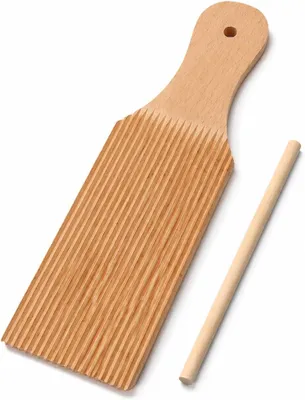 Imagen del producto de Tabla de cortar para pasta (gnocchi) de madera de haya, 24 x 7 x 1 cm, con estrías, para la cocina
