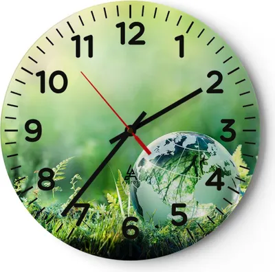 Produktbild von Wanduhr - Rund - Glasuhr - natur natur - 40x40cm - Schleichendes Uhrwerk - Lautlos - zum Aufhängen bereit - Dekoration Modern - Wanddekoration aus Glas - C4AR40x40-4041