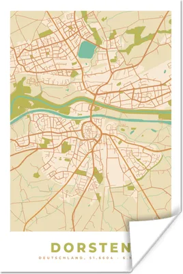 Produktbild von MuchoWow® Poster Dorsten - Karte - Stadtplan - Vintage 60x90 cm - Wanddekoration