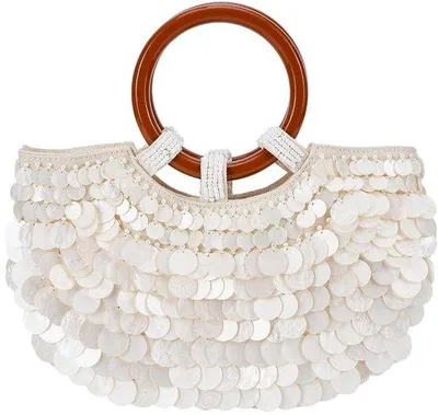 Productafbeelding van Solidchoice - Handgemaakte Clutch met Zeeschelp Kralen voor Avondgebruik