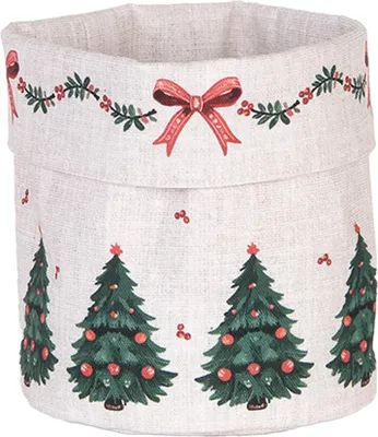 Zdjęcie produktu dla Koszyk na pieczywo Clayre & Eef Ø 15x16 cm Beżowy Bawełniany Świąteczny