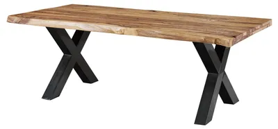 Immagine prodotto di MASSIVMOEBEL24 | FREEFORM 5 tavolo da pranzo in legno di sheesham - sabbiato natur / gambe in ferro X antracite lucido 200x100
