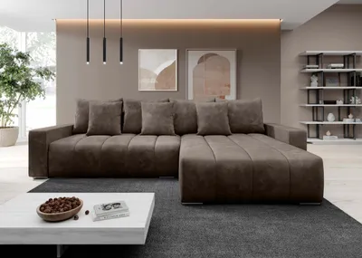 Produktbild von FurMeb24 ECKSOFA NAVO mit Schlaffunktion und bettkasten 278 x 178 cm BRAUN - rechte Seite