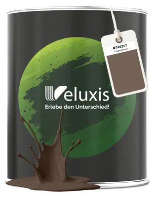 Produktbild von Wandfarbe Braun Grau Beige Matt Innenfarbe – Deckkraft Klasse 1, VOC-frei, Ohne Grundierung, Tropfarm – Wohnzimmer & Schlafzimmer – 1L – Veluxis (Taupe Brown)