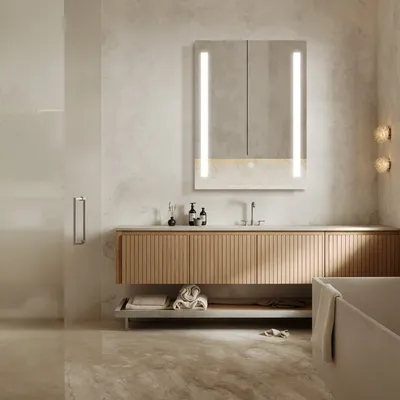 Immagine prodotto di HOKO specchio da parete 60x80cm+LED cambia bianco caldo-bianco freddo-neutro.con interruttore a sfioramento/muro commutabile.funzione memoria. IP44.Stoccarda